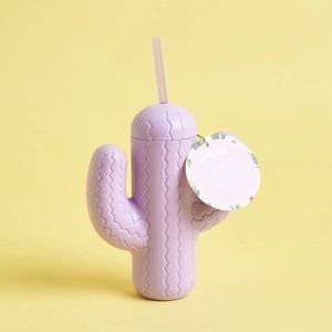 Pink Sky Cactus Cup with Straw purple